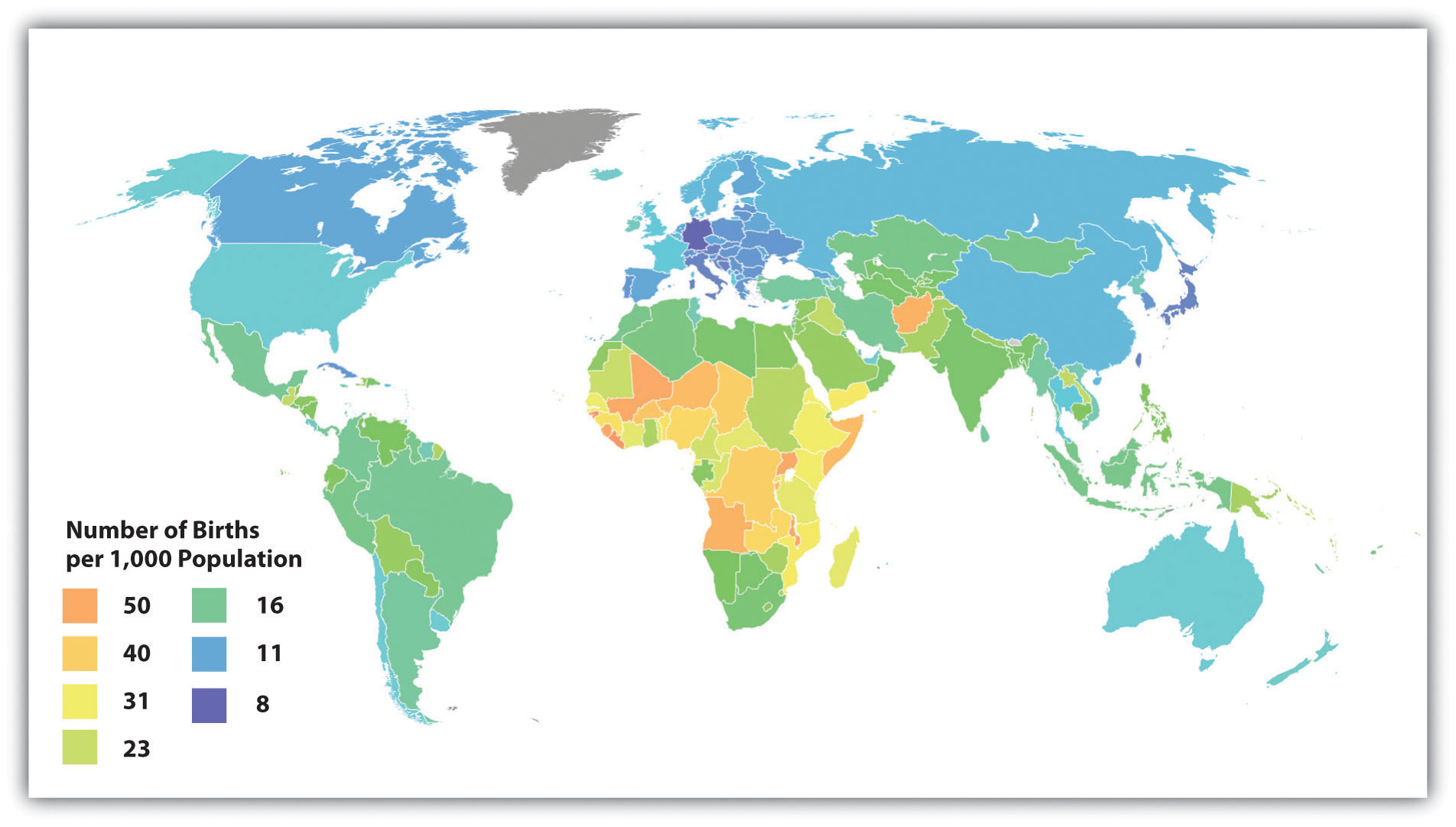 Crude Birth Rates around the World