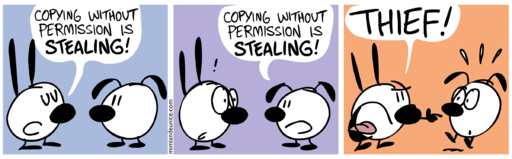 cartoon showing that copying is stealing
