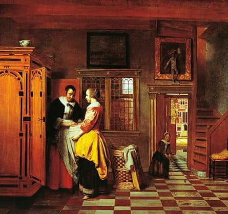 At linen closet, by Pieter de Hooch (1629-1684)